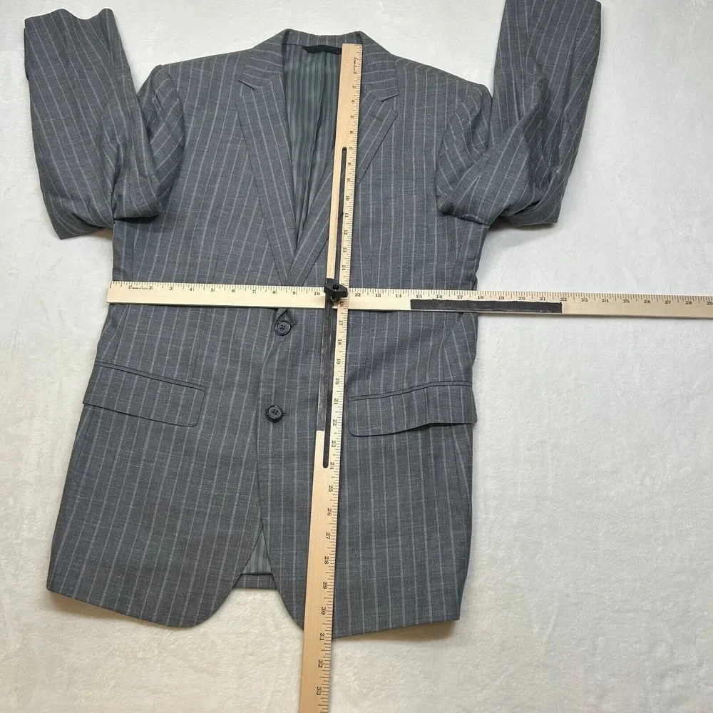 Banana Republic Silk Linen Sport Coat Mens 38R Grey Stripe Vitale Barberis Italy
